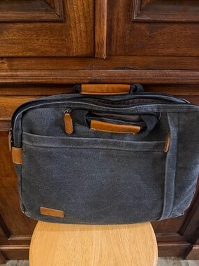Estarer 3in 1 laptop messenger canvas and leather bag